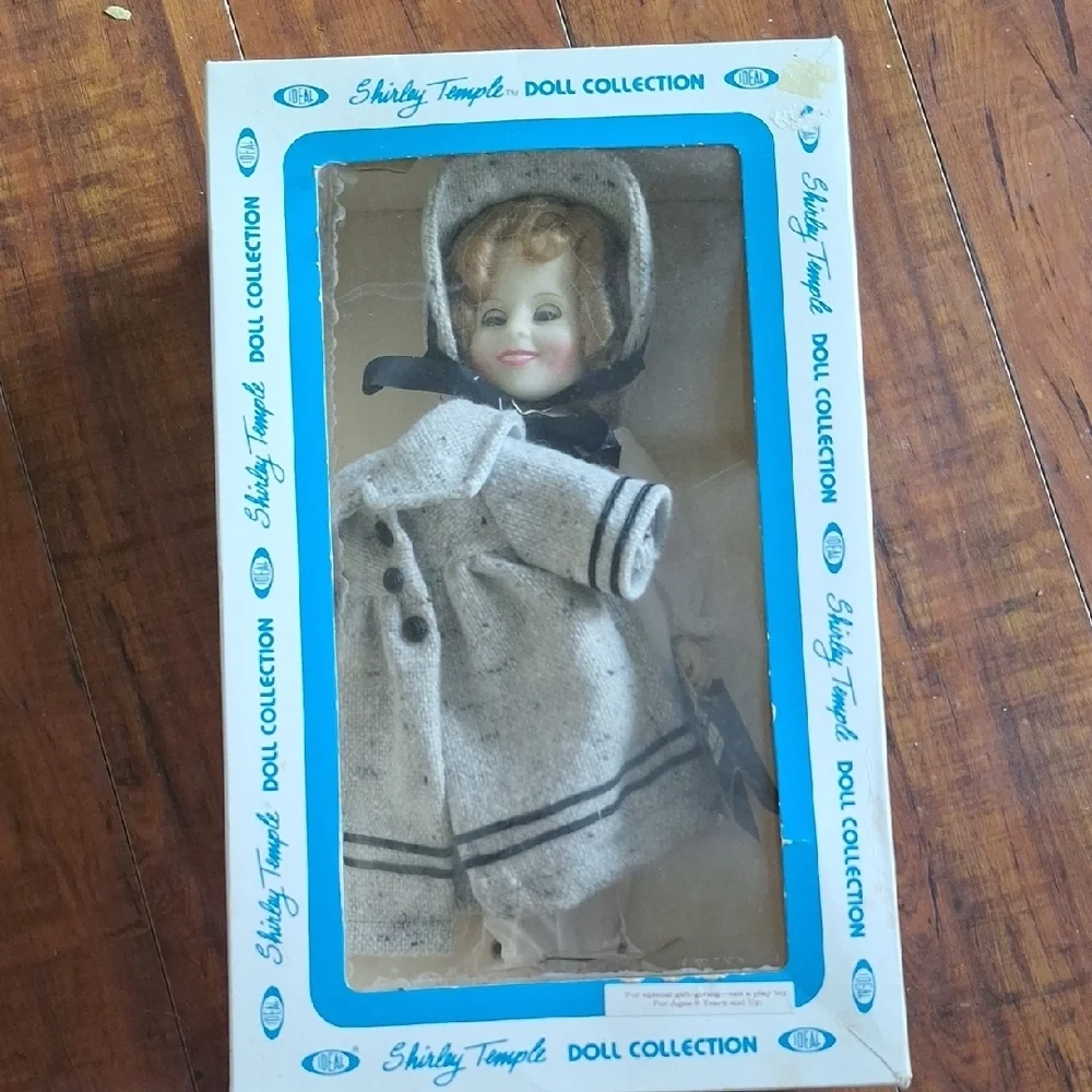 Vintage Shirley Temple Doll in Gray Outfit